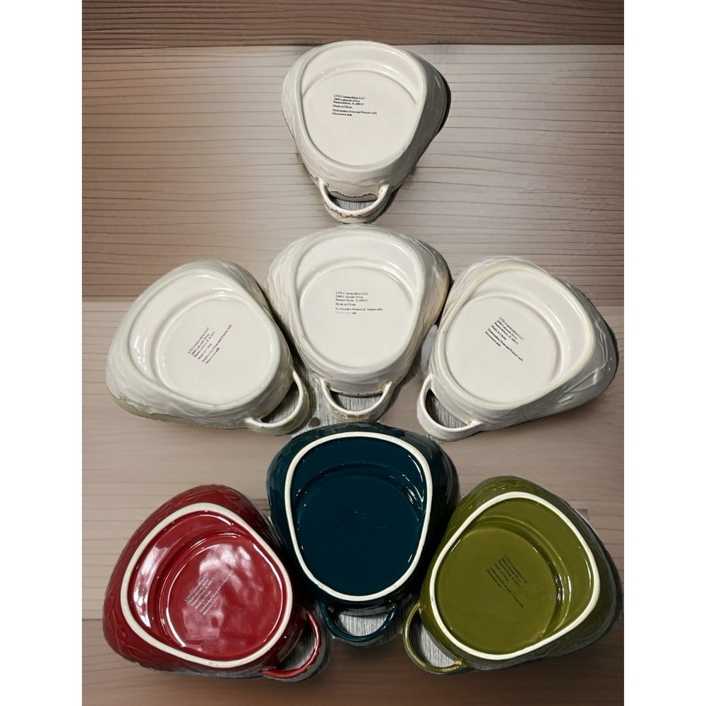 Set Of 7 Rustic Southwest Farmhouse Stoneware Chip & Dip Drip Glazed Ceramic - Picture 8 of 8